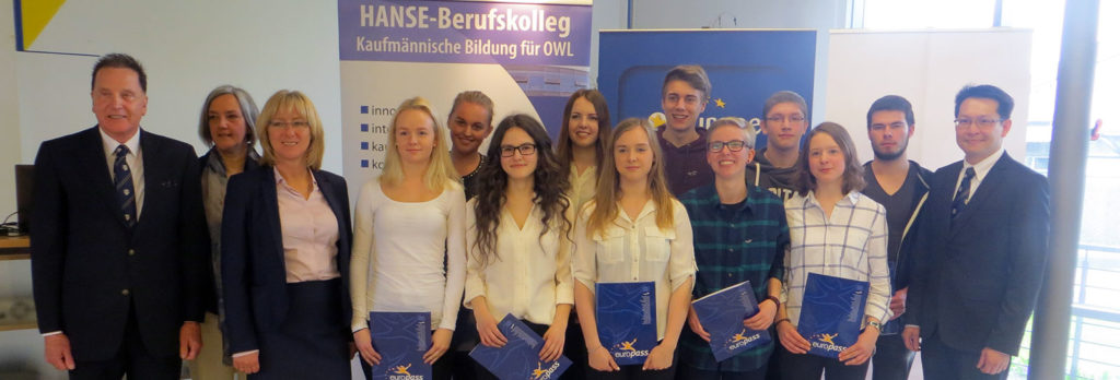 Posing with the Warnborough interns at Hanse Berufskolleg