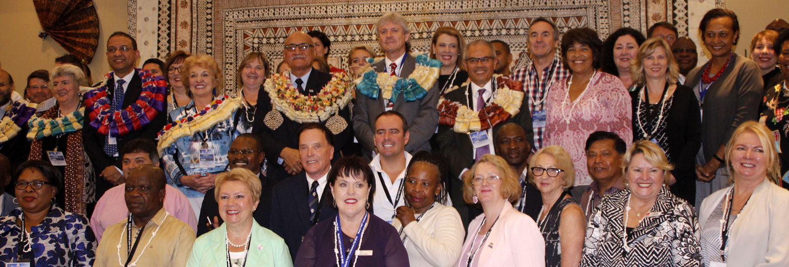 Key delegates pose with George Konrote, the President of Fiji (centre)