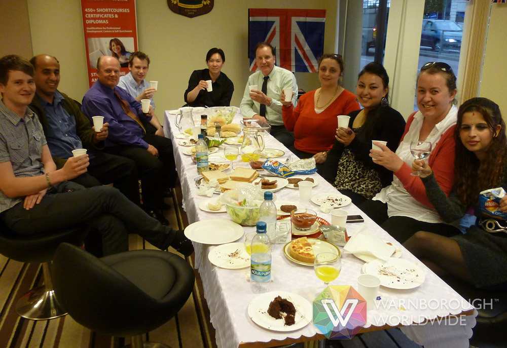 2012: Staff enjoy a barbecue meal during the Queen's Jubilee weekend